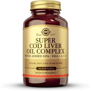 Solgar Super Cod Liver Oil Complex Softgels - Pack of 60 - Essential Fatty Acids, Vitamin a & D - Brain, Vision and Heart Health Support