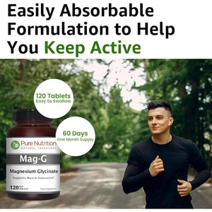Pure Nutrition Magg - Magnesium Glycinate Supplement for Men and Women | High Absorption Supplement | 200Mg Elemental Magnesium | 120 Veg Tabs