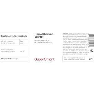 Supersmart - Horse Chestnut Extract 250 Mg - Extract Standardized to 20% Aescin - Support Healthy Venous Circulation - Legs Pain Relief | Non-Gmo & Gluten Free & Gluten Free - 60 Vegetarian Capsules