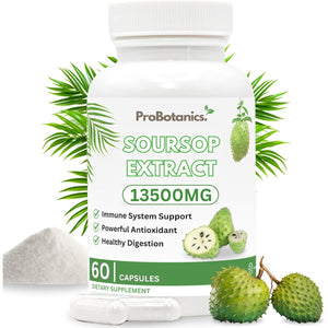 Organic Soursop Capsules | Full Spectrum 13500Mg 30:1 Extract per Serving | Potent Antioxidant & Immune Support - 60 Capsules