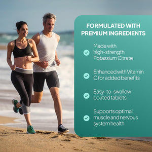 Potassium Citrate Tablets 1300Mg | with Added Vitamin C | 180 Tablets = 3 Month Supply | Vegan-Friendly Formula | Made in the UK