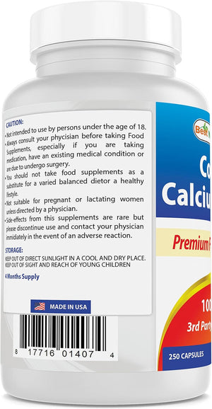 Best Naturals Coral Calcium plus 1000 Mg 250 Capsules (250 Count (Pack of 1))