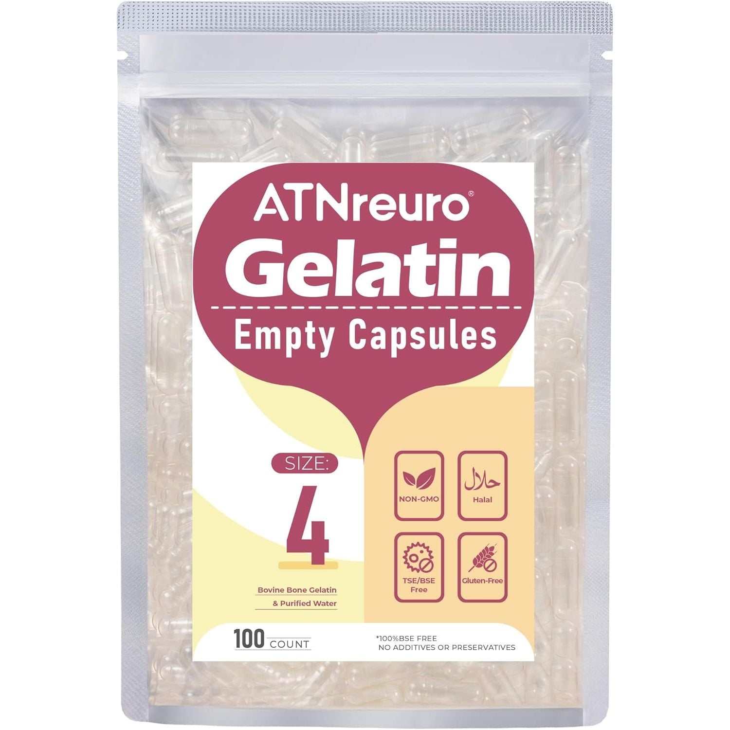 Atnreuro Size 4 Empty Gelatin Capsules 100 Count Very Tiny Empty Pill Capsules for Powders