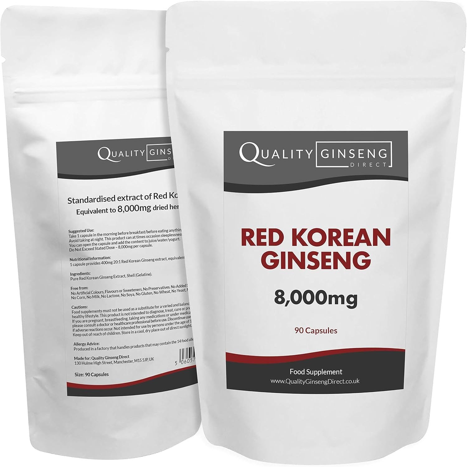 Red Korean Ginseng - 8,000Mg Capsules - Powerful Formula (90)