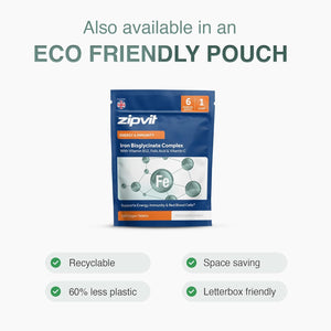 Zipvit Iron Tablets High Strength with Vitamin C, B12 & Folic Acid, 180 Vegan Energy Tablets, Iron Supplements for Women & Men for Energy & Absorption