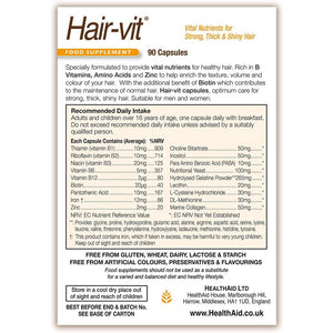 Healthaid Hair-Vit Pack of 2 X 90 Capsules (180 Capsules)