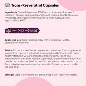 Trans Resveratrol with Quercetin - 120 Capsules - 4 Months Supply - Resveratrol Supplements - 1 Capsule a Day - Sourced from Japanese Knotweed - Non-Gmo & Vegan-Friendly - Magnesium Stearate-Free