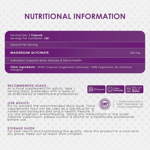 Ambrosial Chelated Magnesium Glycinate - 350 Mg of Elemental Magnesium – High Strength Magnesium Supplement for Women & Men, Gentle on Stomach, Vegan, GMP Certified, 120 Capsules (4 Months Supply)