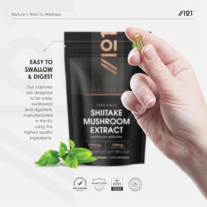 Organic Shiitake Mushroom 7500Mg – 50% Polysaccharides Extract Mushroom Supplement – 90 Vegan Capsules (3 Months Supply) – Resealable and Recyclable Pouch – by Alpha01