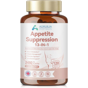Appetite Suppressants for Women, 13 in 1 Fat Burner 2480Mg Natural Formula with White Kidney Bean Extract, Glucomannan, Apple Cider Vinegar, Vitamins B6 & B12, Green Tea Extract, 120 Capsules