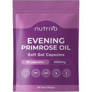Evening Primrose Oil 1000Mg (2000Mg per 2 Capsule Serving) | 90 Capsules per Pouch - 45 Days Supply | High Strength & High GLA (Omega 6) Content | Cold Pressed