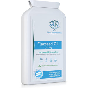 Flaxseed Oil Capsules 1000Mg – 90 Vegan Soft Gels - High in Omega 3, 6, 9 - Made with Only Cold Pressed, Hexane Free Organic Flax Seed - Manufactured in the UK