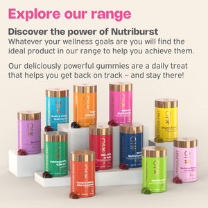 Nutriburst Women’S Multivitamin - Hormone Regulation & Support Collagen Formation - Contains 15 Micronutrients; B5, B6, B12, C, D - Vegan, Sugar Free Supplement - 60 Berry Gummies - 1 Month Supply