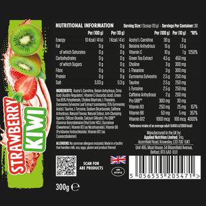 Applied Nutrition Shred X Fat Burner - ABE All Black Everything Fat Burner, Thermo Weight Management (300G - 30 Servings) (Strawberry Kiwi)