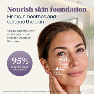 UPSA X Nourished 7-In-1 Skin Lift Collagen Gummies for Women - Vegetarian Collagen, Ovoderm® Complex, Vitamin C, Multivitamins - Collagen Supplements Skin Firmness and Smoothness - 30 Gummies