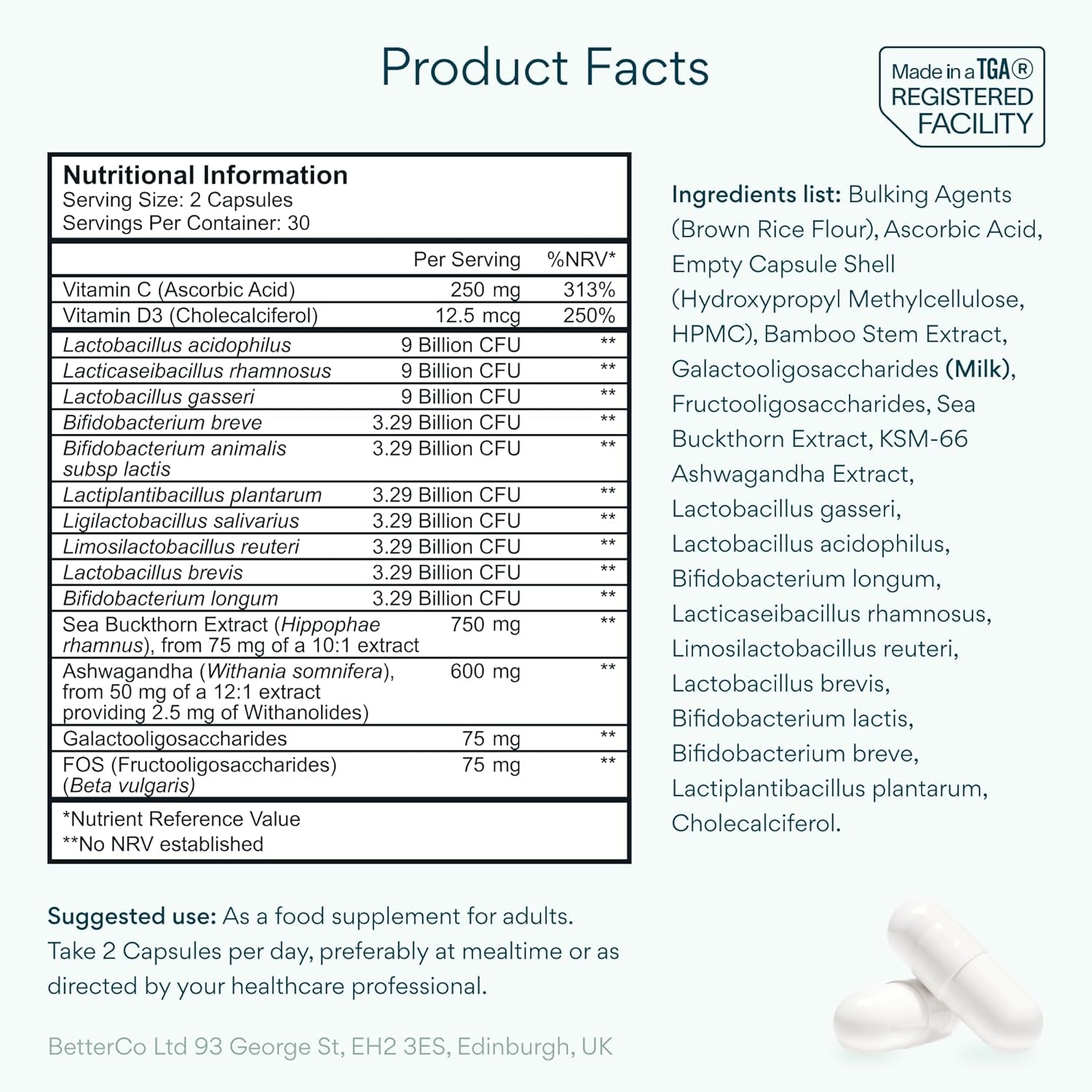 Bettervits Intimate Probiotics for Women & Bacterial Vaginosis Care | Vaginal Probiotics for Intimate Flora with Ashwagandha, Vitamin C, D3 Complex - Supports Gut Health & PH Balance - 60 Capsules