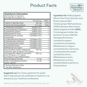 Bettervits Intimate Probiotics for Women & Bacterial Vaginosis Care | Vaginal Probiotics for Intimate Flora with Ashwagandha, Vitamin C, D3 Complex - Supports Gut Health & PH Balance - 60 Capsules