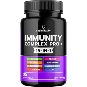 Immune Booster – Immune System Support Supplement with Vitamin D3-120 Capsules - Zinc, Elderberry, Iron, B12, C, Turmeric, Selenium, Garlic, Probiotics & More – Vegan Multivitamin Complex