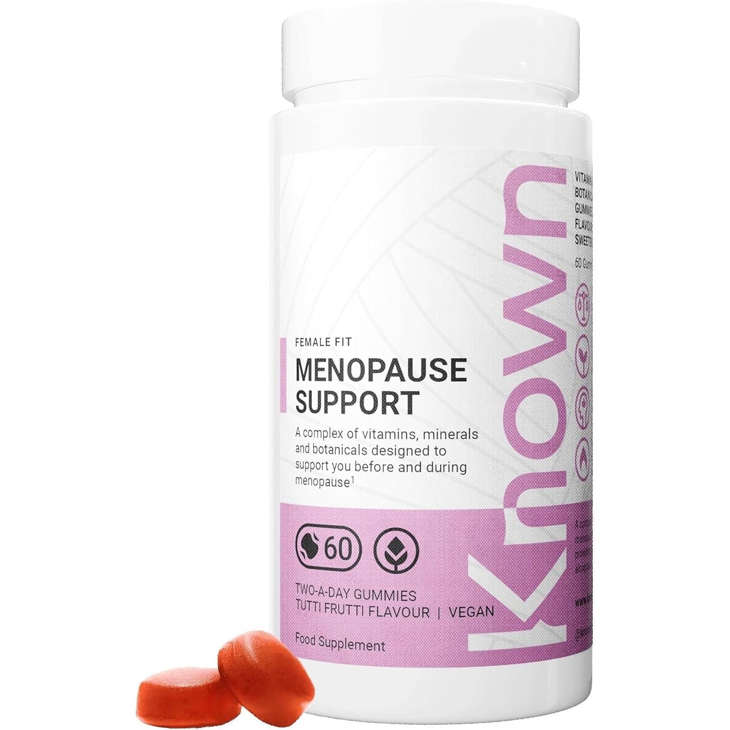 Known Menopause Support Gummies - Multivitamin - Supports Menopause Symptoms - Natural Tutti Frutti Flavour - 60 Vegan Gummies, 1 Month Supply