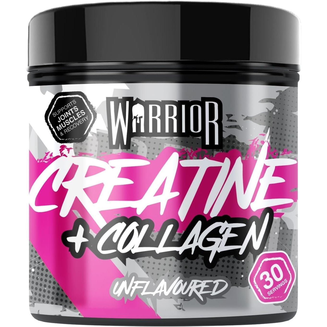 Warrior Creatine Monohydrate + Collagen Powder 270G - Pure Hydrolysed Peptides (Bovine) - Supports Muscle Recovery - Workout Supplement for Women and Men (Not Tablet) - 30 Servings (Unflavoured)
