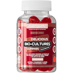 Bio-Cultures Microbiome Complex Gummy | 12 Multi-Strain Probiotics 1 Billion CFU | Acidophilus & Bifidobacterium | Strawberry Flavour | 60 Vegan Gummies | Support Wellbeing & Gut Heath by NUTRIGUMS®