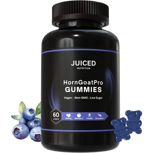Horngoatpro Gummies - 60 Gummies Blueberry Flavour - with Added Tongaliextract, Maca Root, L-Arginine for Maximum Effect - Vegan, Non GMO, Gluten Free and Low Sugar - for Vitality