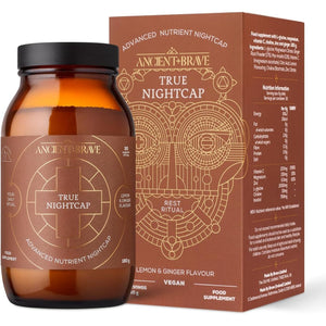 Ancient + Brave True Nightcap 180G - Sleep Supplement for Adults with Magnesium, Zinc, Vitamin C, Amino Acids - Natural Sleep Aid Powder - Recover Sleep, Anxiety Support, Lemon Ginger Flavor, Vegan