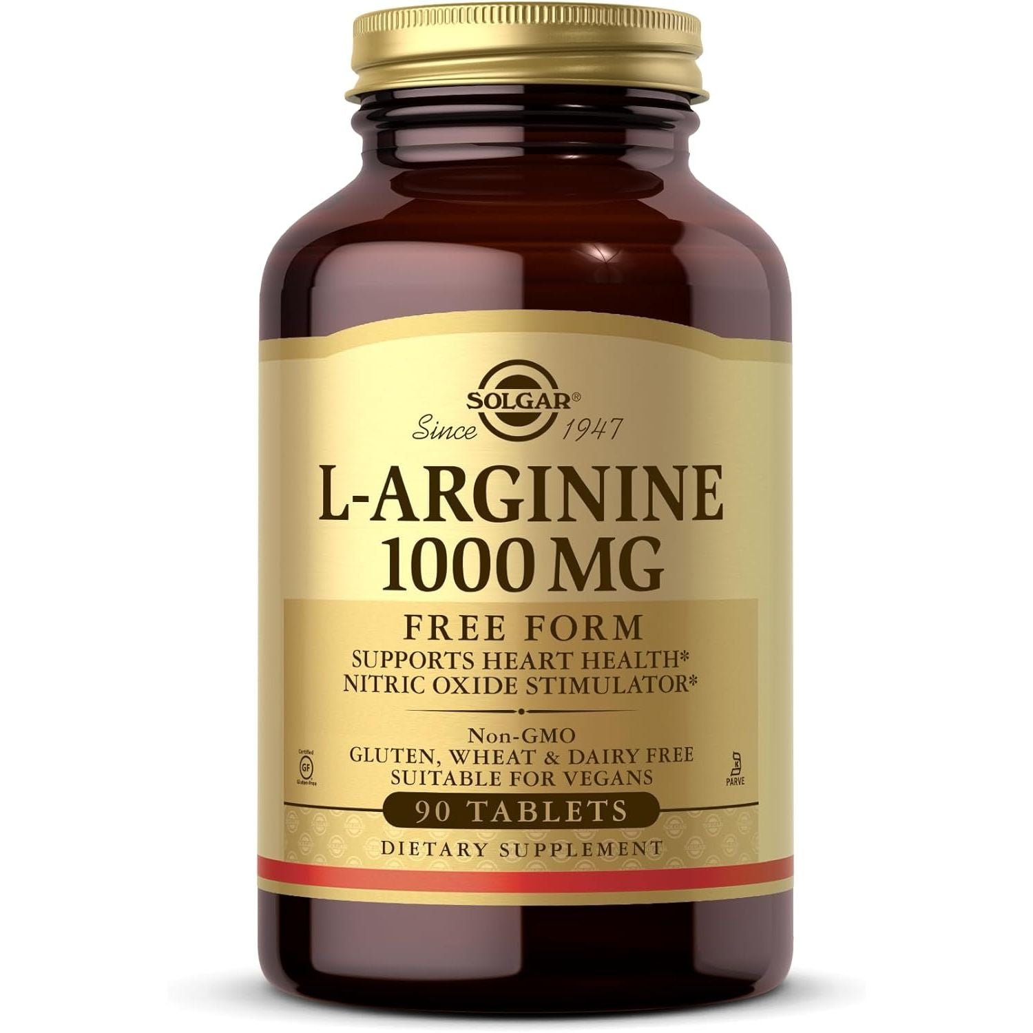Solgar L-Arginine 1000Mg Tablets - Pack of 90 - for a Healthy Metabolism - Ideal for Athletes - Vegan and Gluten Free, Gold