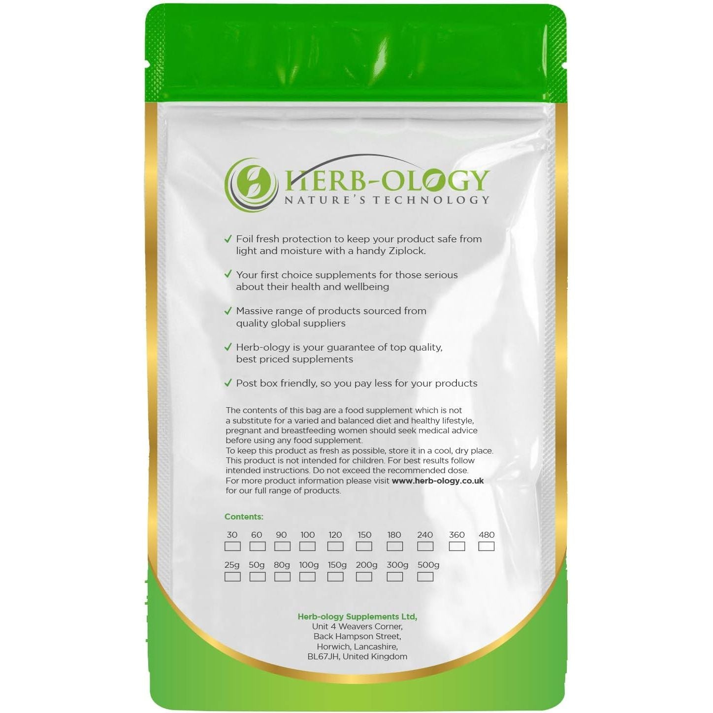 Herb-Ology Magnesium Glycinate Capsules | 120 Vegan Capsules | Magnesium Supplements | 500Mg per Capsule | Highly Bioavailable, Dairy Free & Manufactured in the UK