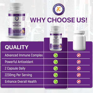 Quercetin with Bromelain, NAC and Zinc - Powerful Quercetin Blend - 2230Mg per Serving - Immune & Respiratory Support - Non-Gmo, Gluten-Free, Vegan - 60 Veggie Caps, Anti-Aging