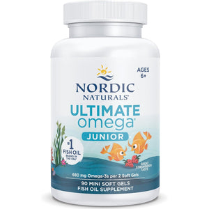 Nordic Naturals, Ultimate Omega-3 JR, 680Mg Omega-3, for Children, Strawberry Flavour, with EPA and DHA, 90 Softgels, Lab-Tested, Soy Free, Gluten Free, Non-Gmo