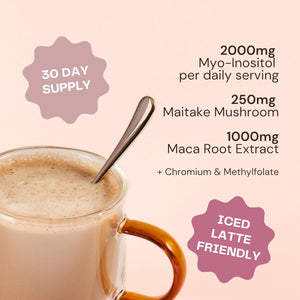 Sixways Hormone Balance, Mushroom Coffee, Decaf Coffee Flavour, Functional Mushroom Powder, Myo-Inositol PCOS Supplement, 30 Servings (150G), Myo-Inositol, PMS Support, Vegan, 200Ug Chromium