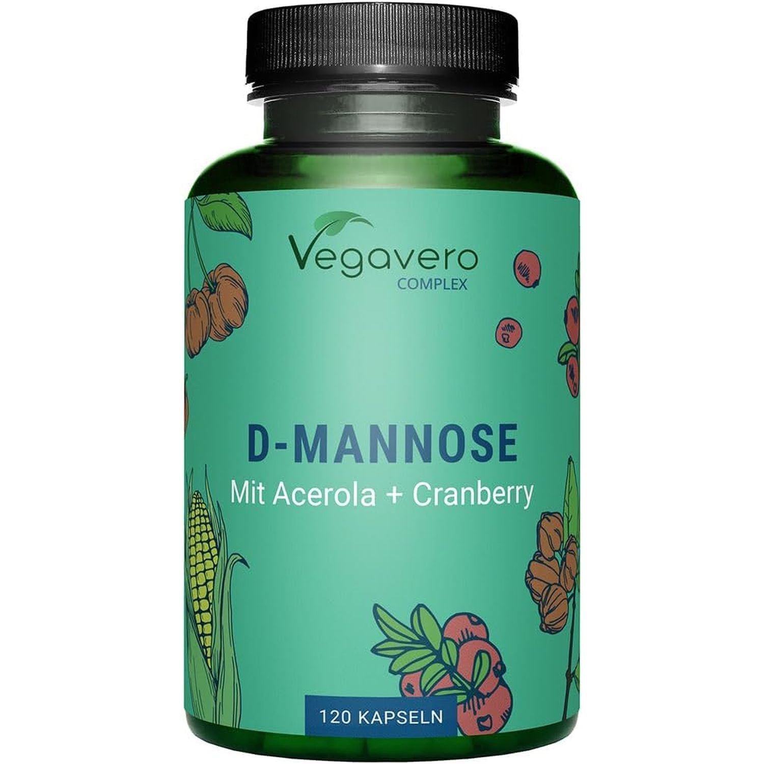 Vegavero D-Mannose Complex 2000 Mg | 100% Natural UTI Support | NO Additives and Lab-Tested | with Cranberry Extract and Vitamin C | Vegan