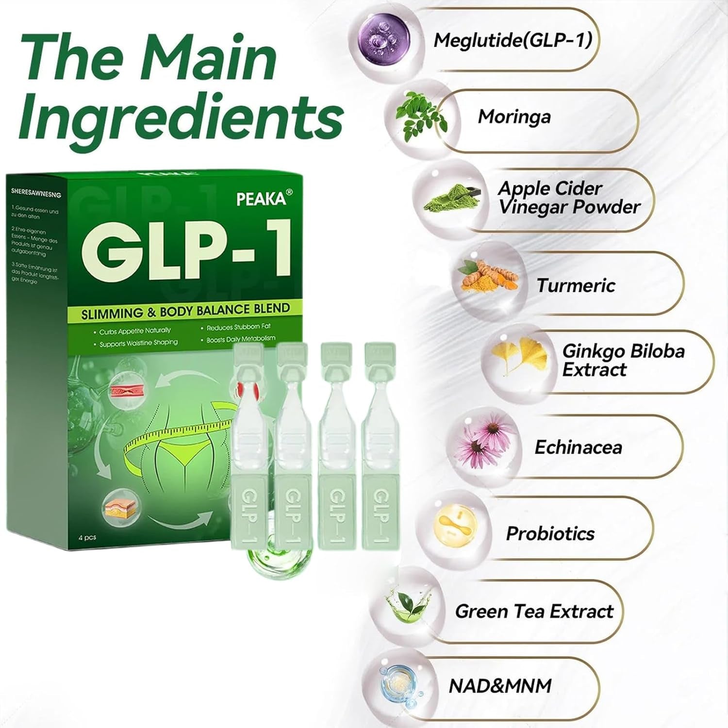 Peaka Oral Solution, Advanced GLP-1 Drops, Peaka GLP-1 Weight Loss Oral Solution, Natural Advanced Body Care, Gut & Digestive Immune & Energy Support (2 Bottle)