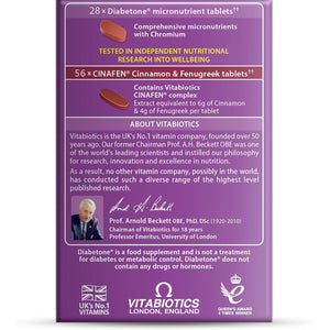 Diabetone plus with CINAFEN Complex: Cinnamon, Fenugreek and Chromium and 21 Micronutrients for Improved Blood Sugar Level and Diabetes Management, by Vitabiotics