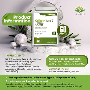 UC-II® Collagen Type 2-40Mg - 60 Capsules | Joint Support | Manufactured in the UK