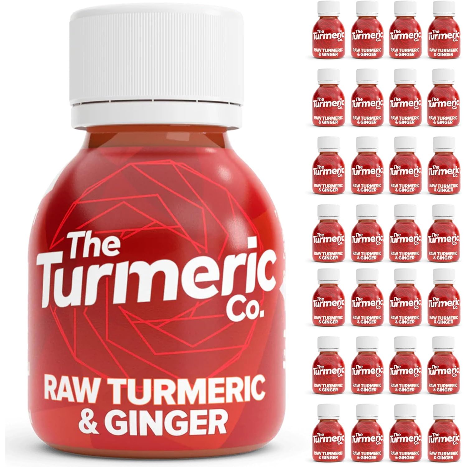 The Turmeric Co Ginger Shots - 28X60Ml Fresh & Raw Pressed Ingredients Turmeric and Ginger Immune System Booster Shots, Natural Energy Drink, No Added Sugars, Created by a Premier League Footballer