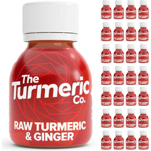 The Turmeric Co Ginger Shots - 28X60Ml Fresh & Raw Pressed Ingredients Turmeric and Ginger Immune System Booster Shots, Natural Energy Drink, No Added Sugars, Created by a Premier League Footballer