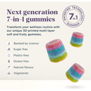 UPSA X Nourished 7-In-1 Skin Lift Collagen Gummies for Women - Vegetarian Collagen, Ovoderm® Complex, Vitamin C, Multivitamins - Collagen Supplements Skin Firmness and Smoothness - 30 Gummies