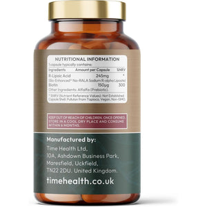 Bio-Enhanced® R-Lipoic Acid - 60 X 245Mg Capsules - Stabilised & Highly Dosed Na-Rala - Biotin - UK Made - GMP Standards - Zero Additives - Vegan - Pullulan (60 Count (Pack of 1))