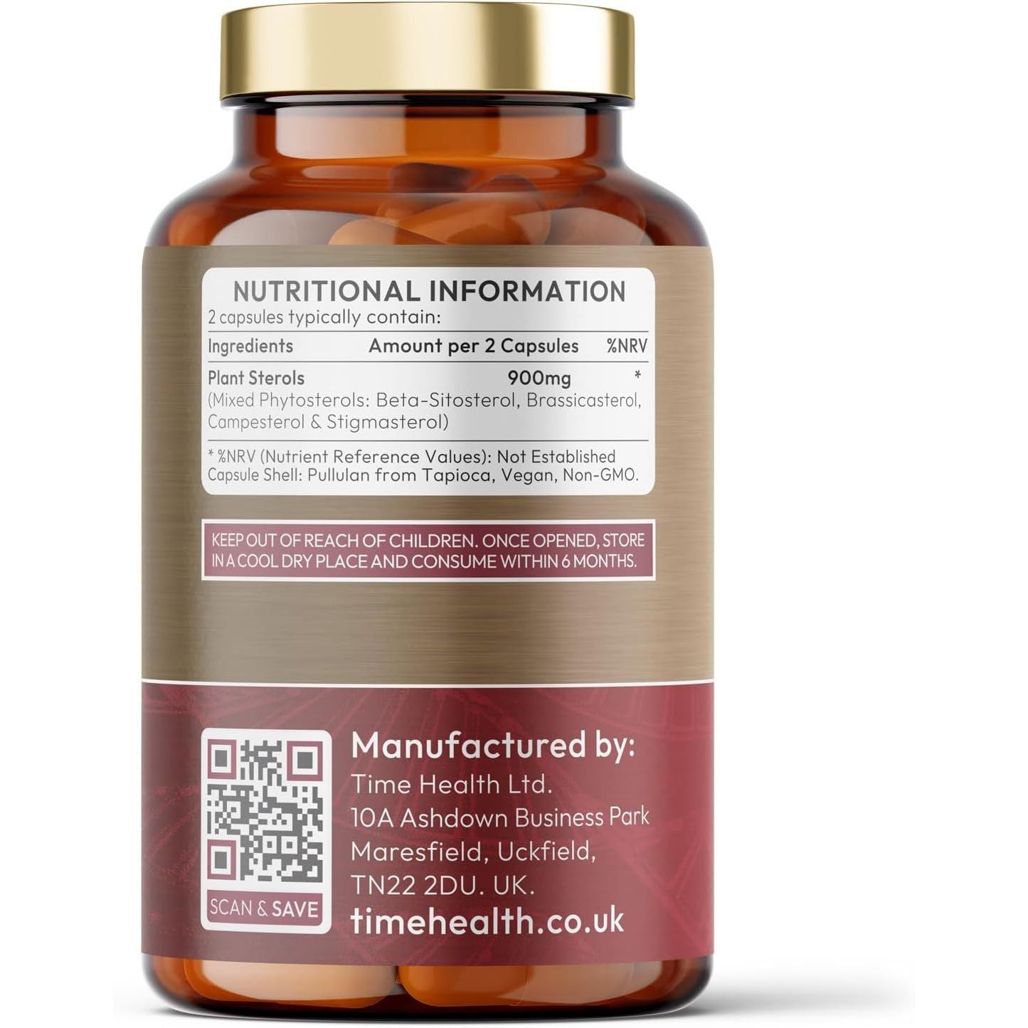 Plant Sterols – 900Mg per Serving – High Strength 30% Beta-Sitosterol – Cholesterol & Heart Support – UK Made to GMP Standards – Vegan Supplement – Zero Additives