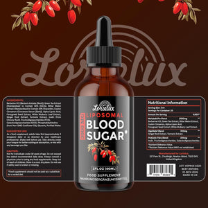 Liposomal Blood Sugar Support Drops - 3000 Mg Advanced Formula for Glucose Support & Metabolic Health - Prebiotic Fibre for Digestive Health – Vegan, Non-Gmo – 60 Ml Liquid Supplement