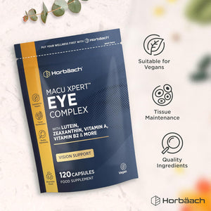 Lutein and Zeaxanthin Supplement for Eyes | High Strength Complex with Vitamin A, E, C, B2, Zinc, Copper and Beta Carotene | 120 Vegan Capsules | by Horbaach