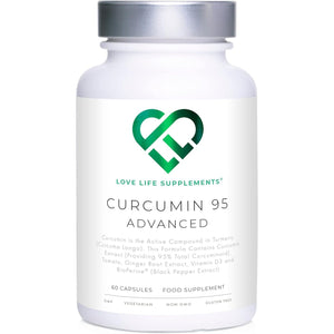 Curcumin 95 Advanced, 60 Capsules, High Strength Curcumin (The Active Component of Turmeric) with 95% Curcuminoids + Bioperine® (Black Pepper Extract), Vitamin D, Tomato and Ginger Root, GMP Approved