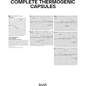 Bulk Complete Thermogenic, Pre-Workout with Caffeine, Chromium, Green Tea, Citrus Aurantium, Kola Nut, Bioperine, Cayenne Pepper, L-Tyrosine, L-Theanine, Pack of 90, 90 Servings, Packaging May Vary