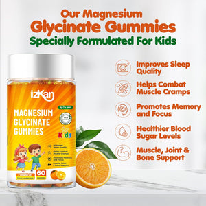 Magnesium Glycinate Gummies 100Mg for Kids, Calm Magnesium Gummies for Sleep, Relaxation, Brain, Focus, Bone, No Melatonin, Gluten Free, Non GMO, Vegan, 60 Gummies (1)