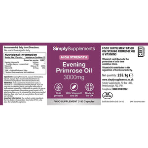 Evening Primrose Oil 3000Mg Capsules | Supports Hormonal Balance & Healthy Skin | with Added Vitamins B6 & E | 360 Softgels Capsules = 4 Months’ Supply | Gmp-Certified & Uk-Made