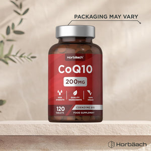 Coq10 Supplement 200Mg | 120 Vegan Tablets | High Strength Naturally Fermented Ubiquinone Coenzyme Q10 | by Horbaach