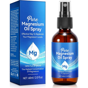 Pure Magnesium Spray, 100% Natural Magnesium Oil Spray, Quick Absorption, Magnesium Spray for Feet, Muscle Recovery and Leg Cramps, 60 Ml