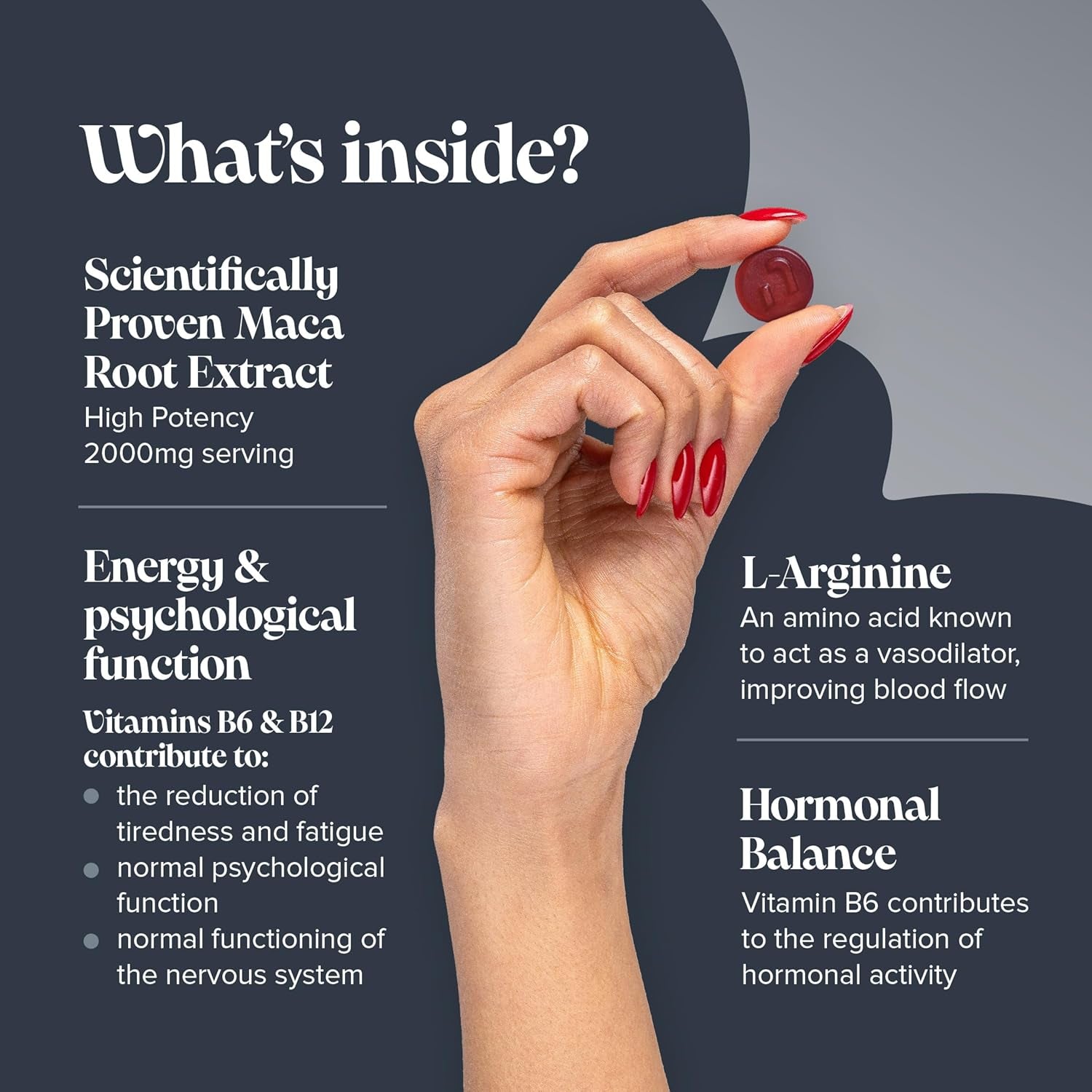 Maca Root Gummies - High Strength Alternative to Maca Powder & Maca Capsules - 2000Mg - Made from 100% Peruvian Maca Root Powder with L-Arginine, Vitamin B12 & B6-60 Count - Novomins